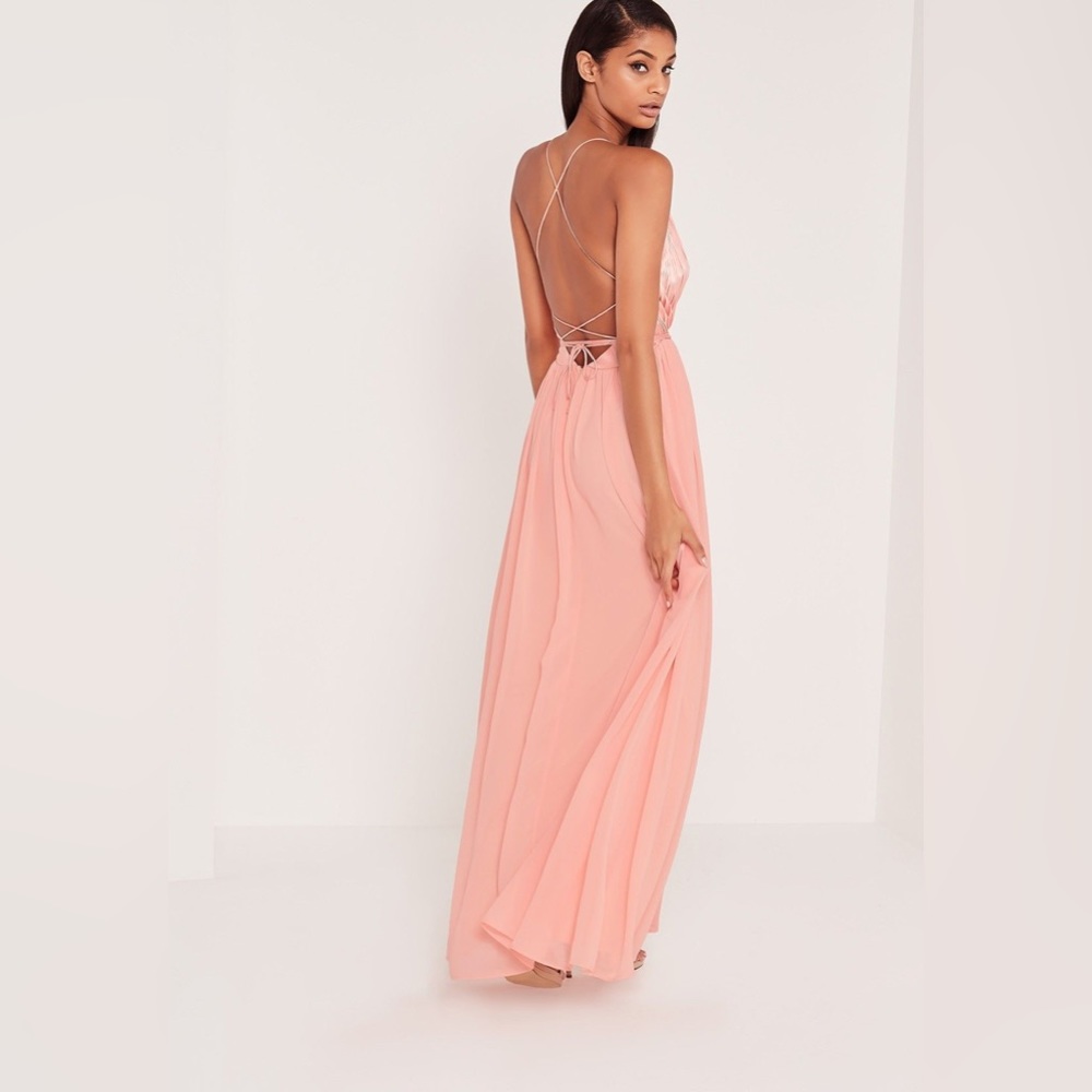 Missguided x Carli Bybel Pleated Maxi Dress - Blush